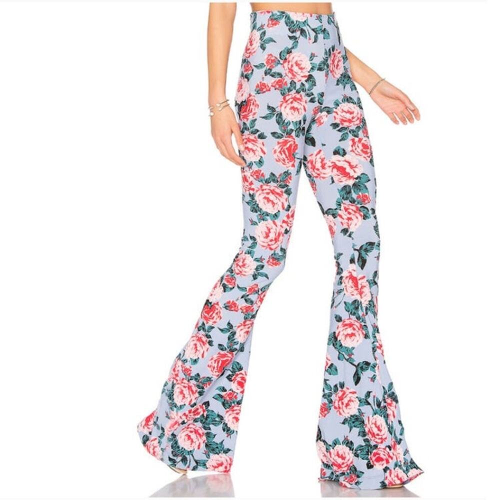 Show me your Mumu Bam bam bells cabbage rose floral print high rise flare pants